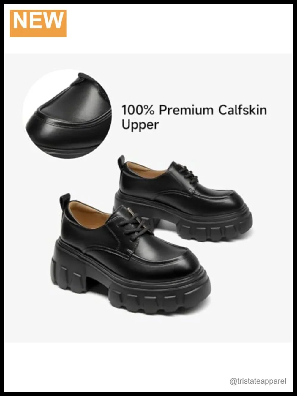 Women's Leather Platform Oxfords Lace Up Chunky Dress Shoes